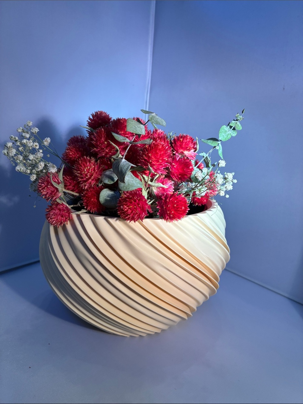 Cream Spiral Ceramic Vase